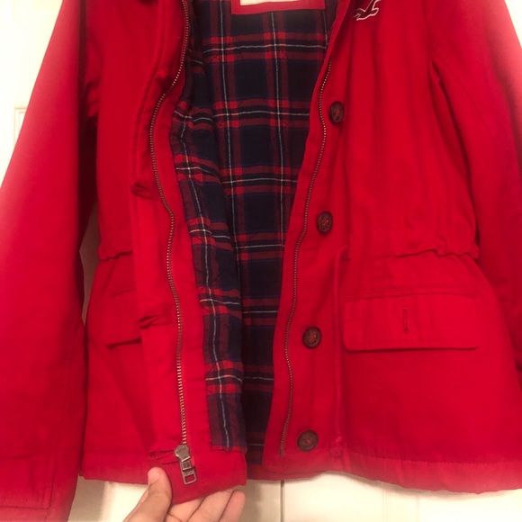 Hollister Red & Plaid Winter Jacket Size Large - Picture 3 of 4